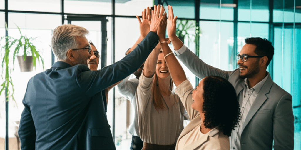 Team celebrating successful automation implementation