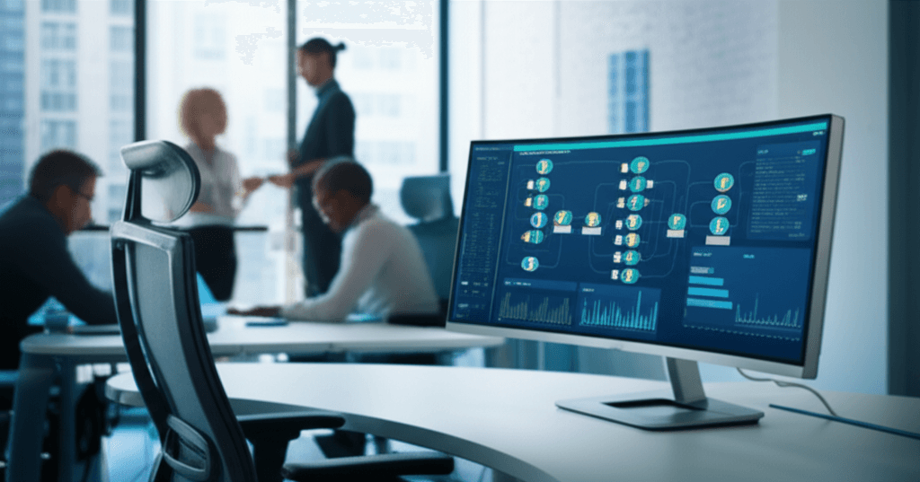 Modern office automation workflow with AI integration